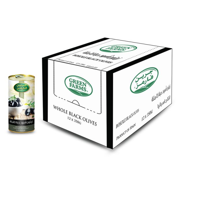 GF. PITTED BLACK OLIVES TINS 12X350G
